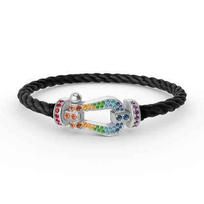 [Royal Top]FORC LARGE HORSESHOE  COLORED DIAMOND BRACELET SILVER