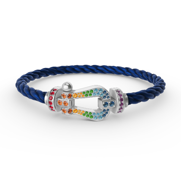 [Royal Top]FORC LARGE HORSESHOE  COLORED DIAMOND BRACELET SILVER