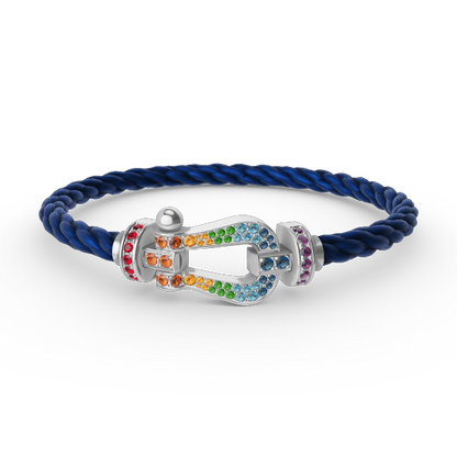 [Royal Top]FORC LARGE HORSESHOE  COLORED DIAMOND BRACELET SILVER
