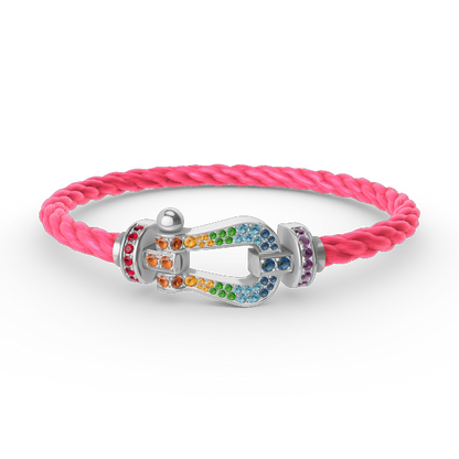 [Royal Top]FORC LARGE HORSESHOE  COLORED DIAMOND BRACELET SILVER