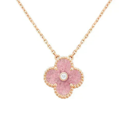 [Royal Top]CLOVER 15MM DIAMOND RHODONITE NECKLACE