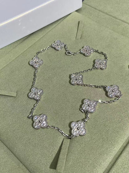 [Royal Top]CLOVER 10 MOTIFS  FULL DIAMOND NECKLACE