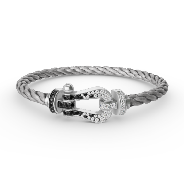 [Royal Top]FORCE LARGE HORSESHOE BLACK WHITE DIAMOND BRACELET SILVER