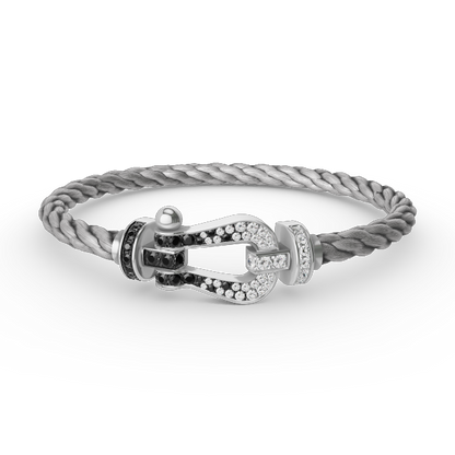 [Royal Top]FORCE LARGE HORSESHOE BLACK WHITE DIAMOND BRACELET SILVER