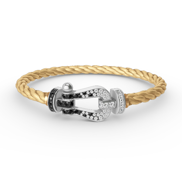 [Royal Top]FORCE LARGE HORSESHOE BLACK WHITE DIAMOND BRACELET SILVER