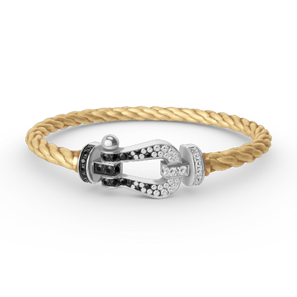 [Royal Top]FORCE LARGE HORSESHOE BLACK WHITE DIAMOND BRACELET SILVER