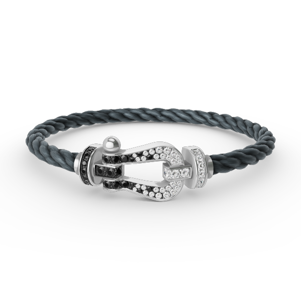 [Royal Top]FORCE LARGE HORSESHOE BLACK WHITE DIAMOND BRACELET SILVER