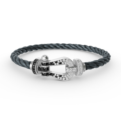 [Royal Top]FORCE LARGE HORSESHOE BLACK WHITE DIAMOND BRACELET SILVER