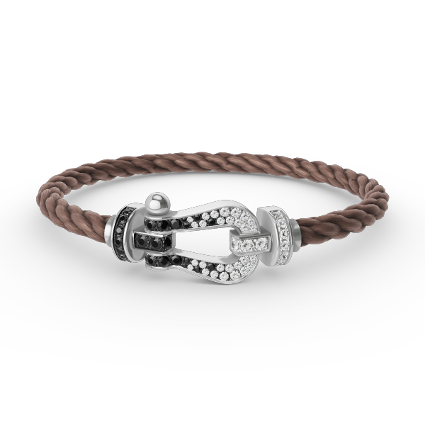 [Royal Top]FORCE LARGE HORSESHOE BLACK WHITE DIAMOND BRACELET SILVER