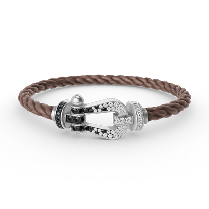 [Royal Top]FORCE LARGE HORSESHOE BLACK WHITE DIAMOND BRACELET SILVER