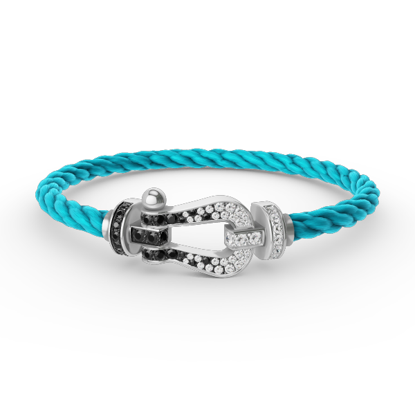 [Royal Top]FORCE LARGE HORSESHOE BLACK WHITE DIAMOND BRACELET SILVER
