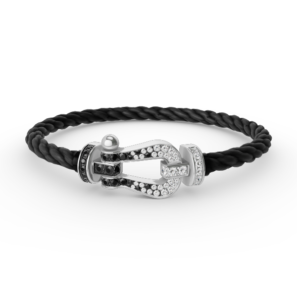 [Royal Top]FORCE LARGE HORSESHOE BLACK WHITE DIAMOND BRACELET SILVER