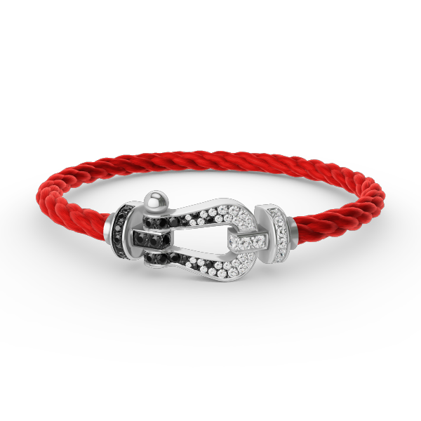 [Royal Top]FORCE LARGE HORSESHOE BLACK WHITE DIAMOND BRACELET SILVER