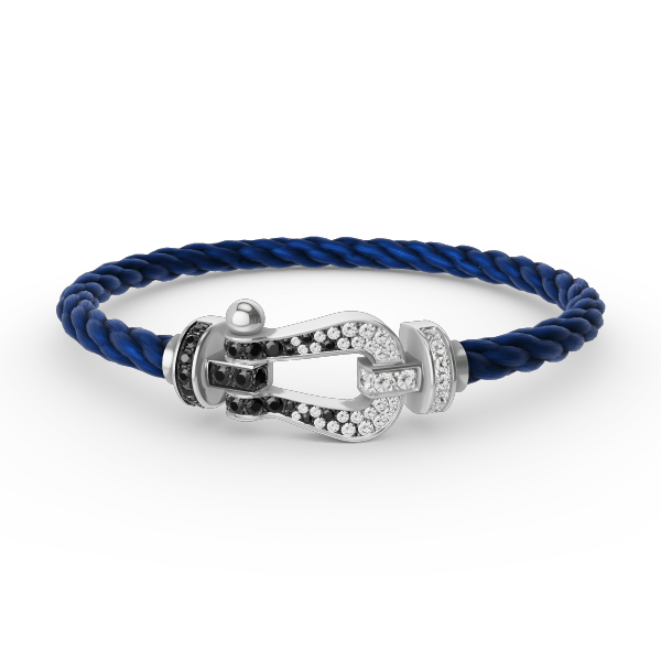[Royal Top]FORCE LARGE HORSESHOE BLACK WHITE DIAMOND BRACELET SILVER