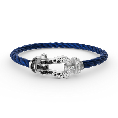 [Royal Top]FORCE LARGE HORSESHOE BLACK WHITE DIAMOND BRACELET SILVER