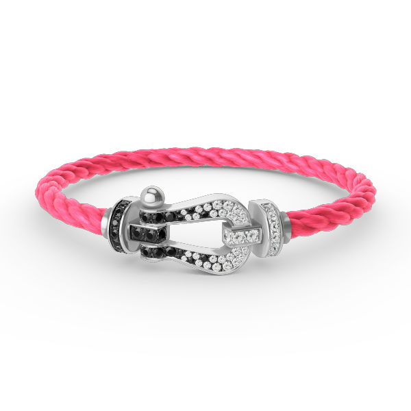 [Royal Top]FORCE LARGE HORSESHOE BLACK WHITE DIAMOND BRACELET SILVER