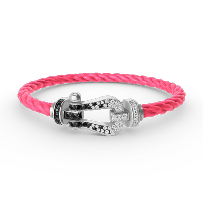 [Royal Top]FORCE LARGE HORSESHOE BLACK WHITE DIAMOND BRACELET SILVER