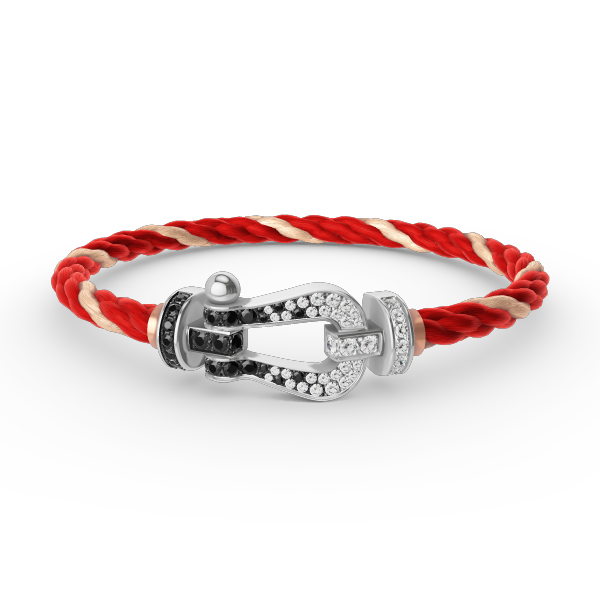 [Royal Top]FORCE LARGE HORSESHOE BLACK WHITE DIAMOND BRACELET SILVER