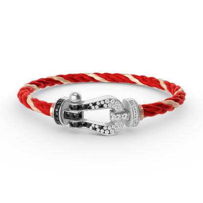 [Royal Top]FORCE LARGE HORSESHOE BLACK WHITE DIAMOND BRACELET SILVER