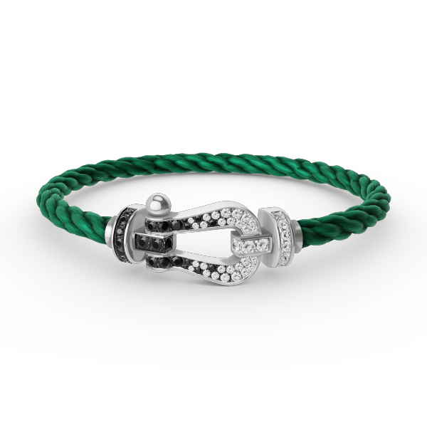 [Royal Top]FORCE LARGE HORSESHOE BLACK WHITE DIAMOND BRACELET SILVER