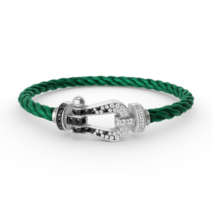 [Royal Top]FORCE LARGE HORSESHOE BLACK WHITE DIAMOND BRACELET SILVER