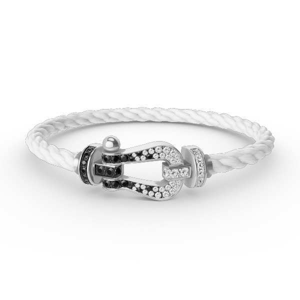 [Royal Top]FORCE LARGE HORSESHOE BLACK WHITE DIAMOND BRACELET SILVER