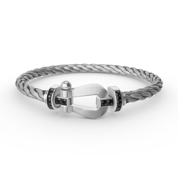 [Royal Top]FORCE LARGE HORSESHOE BLACK DIAMOND BRACELET SILVER