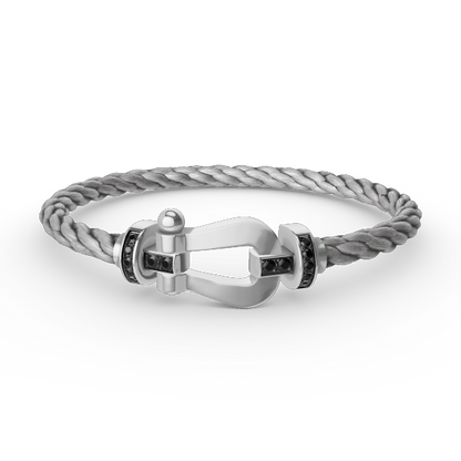 [Royal Top]FORCE LARGE HORSESHOE BLACK DIAMOND BRACELET SILVER
