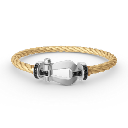 [Royal Top]FORCE LARGE HORSESHOE BLACK DIAMOND BRACELET SILVER