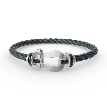 [Royal Top]FORCE LARGE HORSESHOE BLACK DIAMOND BRACELET SILVER