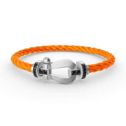 [Royal Top]FORCE LARGE HORSESHOE BLACK DIAMOND BRACELET SILVER