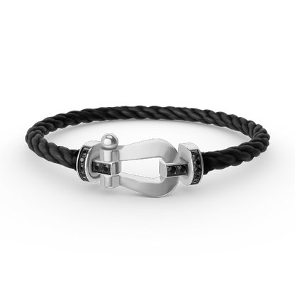 [Royal Top]FORCE LARGE HORSESHOE BLACK DIAMOND BRACELET SILVER