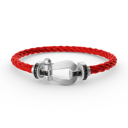 [Royal Top]FORCE LARGE HORSESHOE BLACK DIAMOND BRACELET SILVER