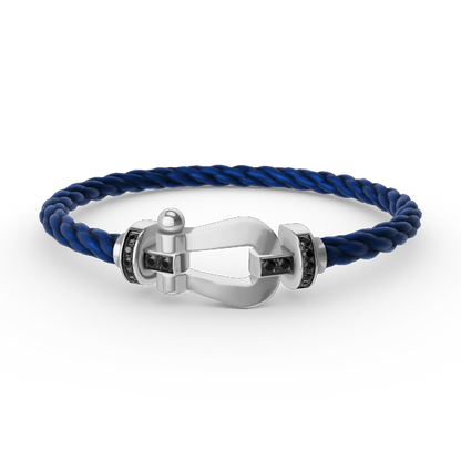 [Royal Top]FORCE LARGE HORSESHOE BLACK DIAMOND BRACELET SILVER