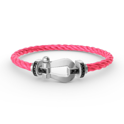[Royal Top]FORCE LARGE HORSESHOE BLACK DIAMOND BRACELET SILVER