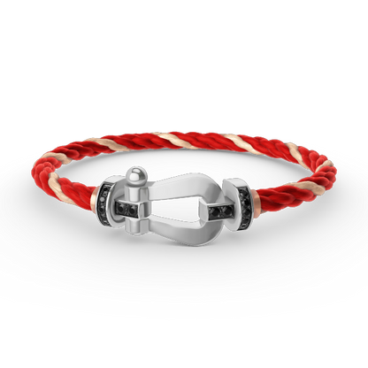 [Royal Top]FORCE LARGE HORSESHOE BLACK DIAMOND BRACELET SILVER