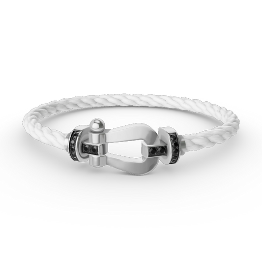 [Royal Top]FORCE LARGE HORSESHOE BLACK DIAMOND BRACELET SILVER