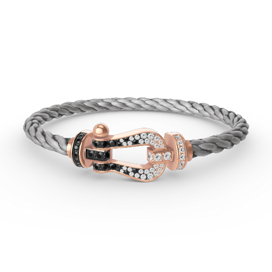 [Royal Top]FORCE LARGE HORSESHOE BLACK WHITE DIAMOND BRACELET ROSE GOLD