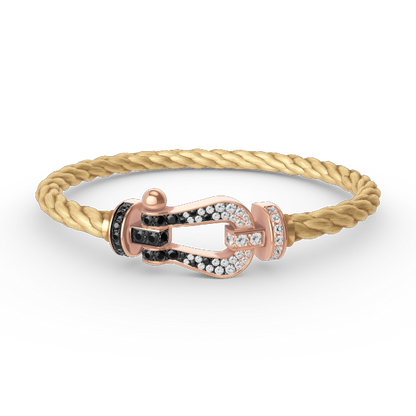 [Royal Top]FORCE LARGE HORSESHOE BLACK WHITE DIAMOND BRACELET ROSE GOLD