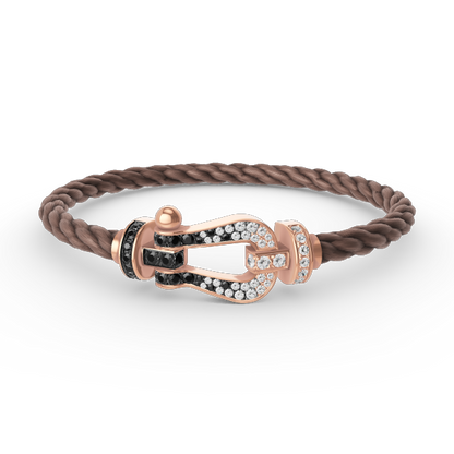 [Royal Top]FORCE LARGE HORSESHOE BLACK WHITE DIAMOND BRACELET ROSE GOLD
