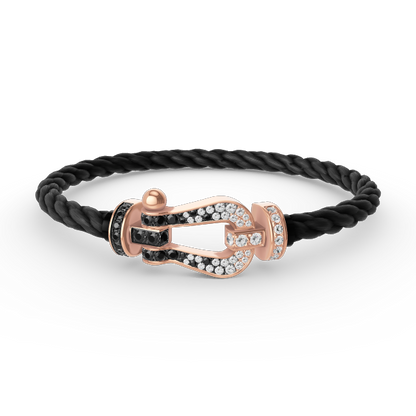 [Royal Top]FORCE LARGE HORSESHOE BLACK WHITE DIAMOND BRACELET ROSE GOLD