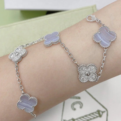 [Royal Top] CLOVER 5 MOTIF PURPLE CHALCEDONY BRACELET COLLECTION