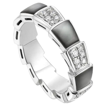 [Royal Top]SERPENTI RING SILVER DIAMOND BLACK MOP 4MM