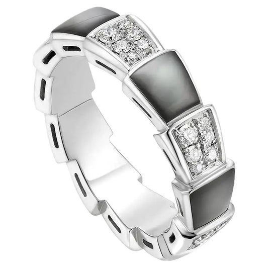 [Royal Top]SERPENTI RING SILVER DIAMOND BLACK MOP 4MM