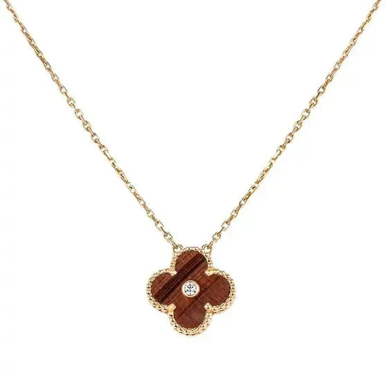 [Royal Top]CLOVER 15MM DIAMOND AND YELLOW TIGER'S EYE AGATE necklace