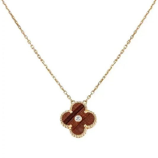 [Royal Top]CLOVER 15MM DIAMOND AND YELLOW TIGER'S EYE AGATE necklace