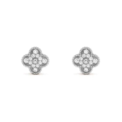 [Royal Top]CLOVER 1 MOTIFS DIAMOND STUD EARRINGS SILVER