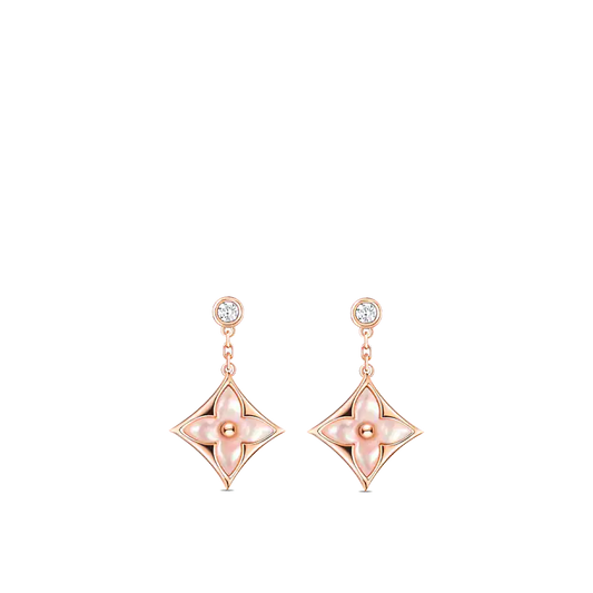 [Royal Top]DOUBLE STAR PINK GOLD MOP DROP EARRINGS