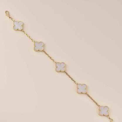 [Royal Top]CLOVER WHITE PEARL MOP 5 MOTIF BRACELET COLLECTION
