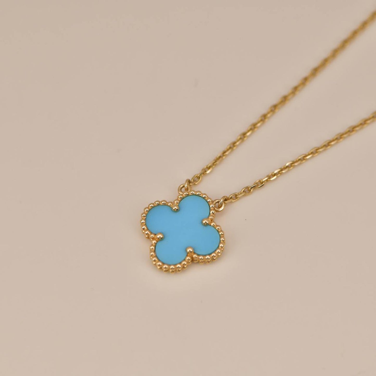 [Royal Top]CLOVER 15MM VINTAGE TURQUOISE NECKLACE